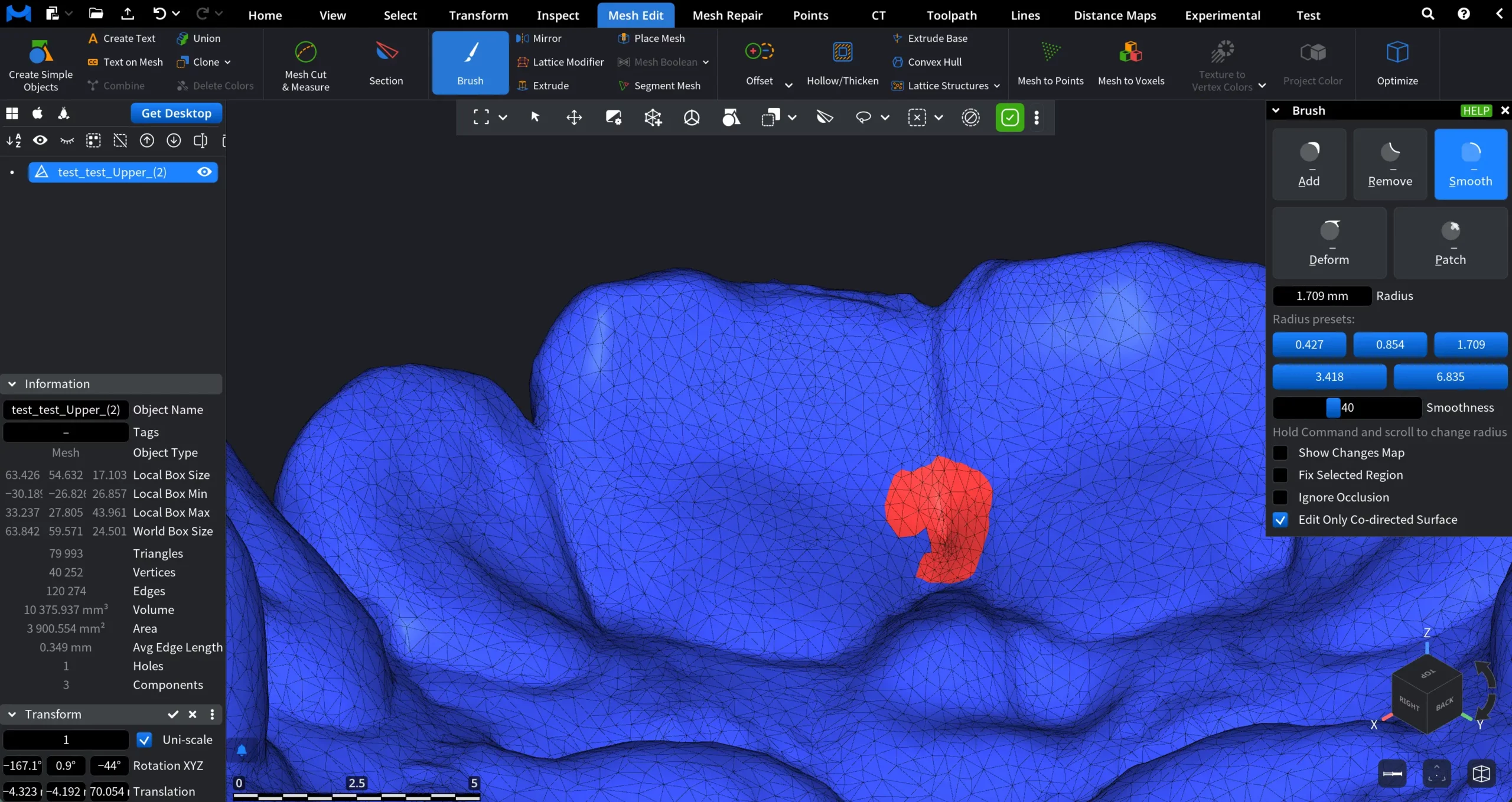 Brush in MeshInspector: Smooth
