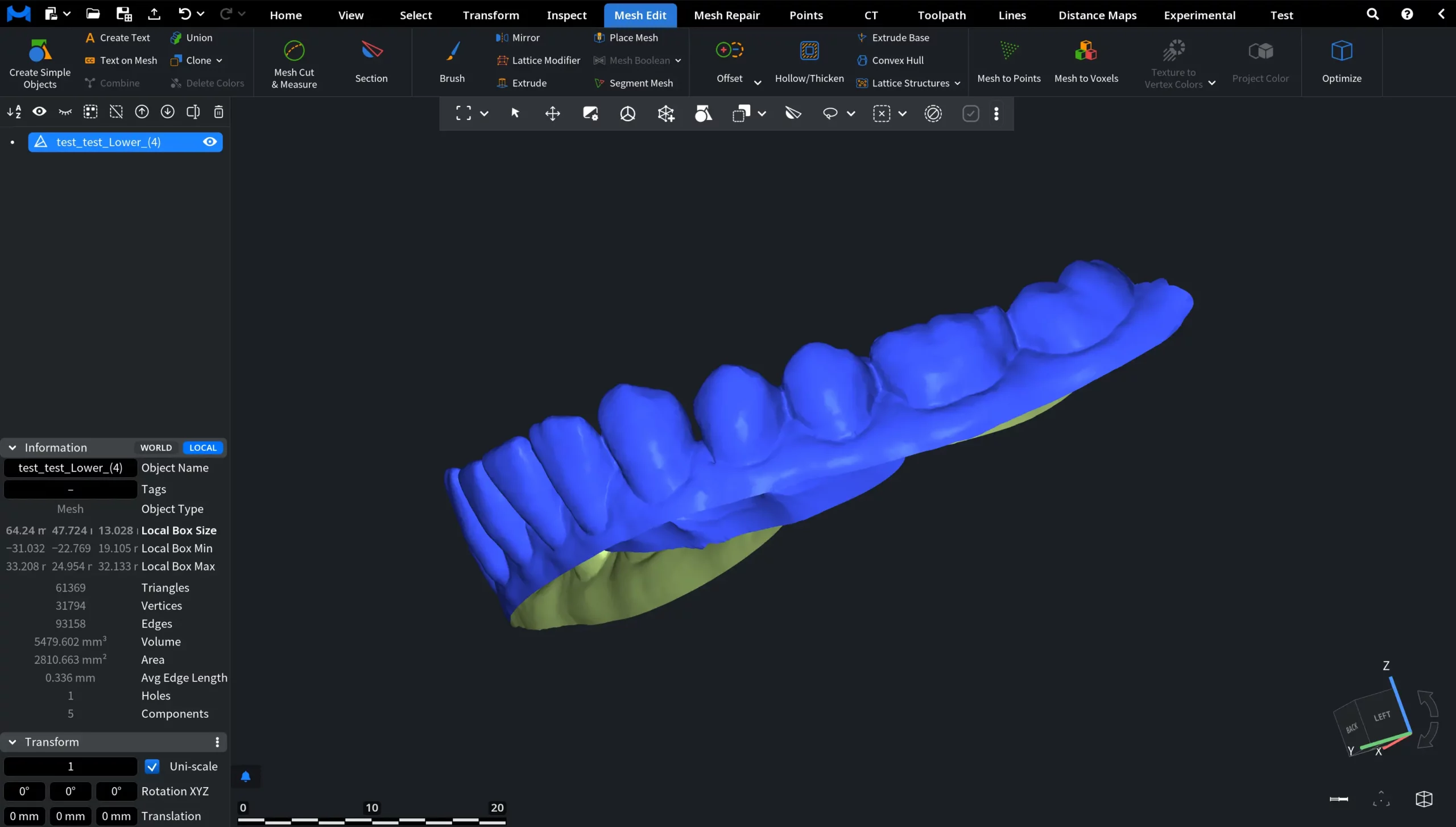 Model After Using Mesh Cut & Measure