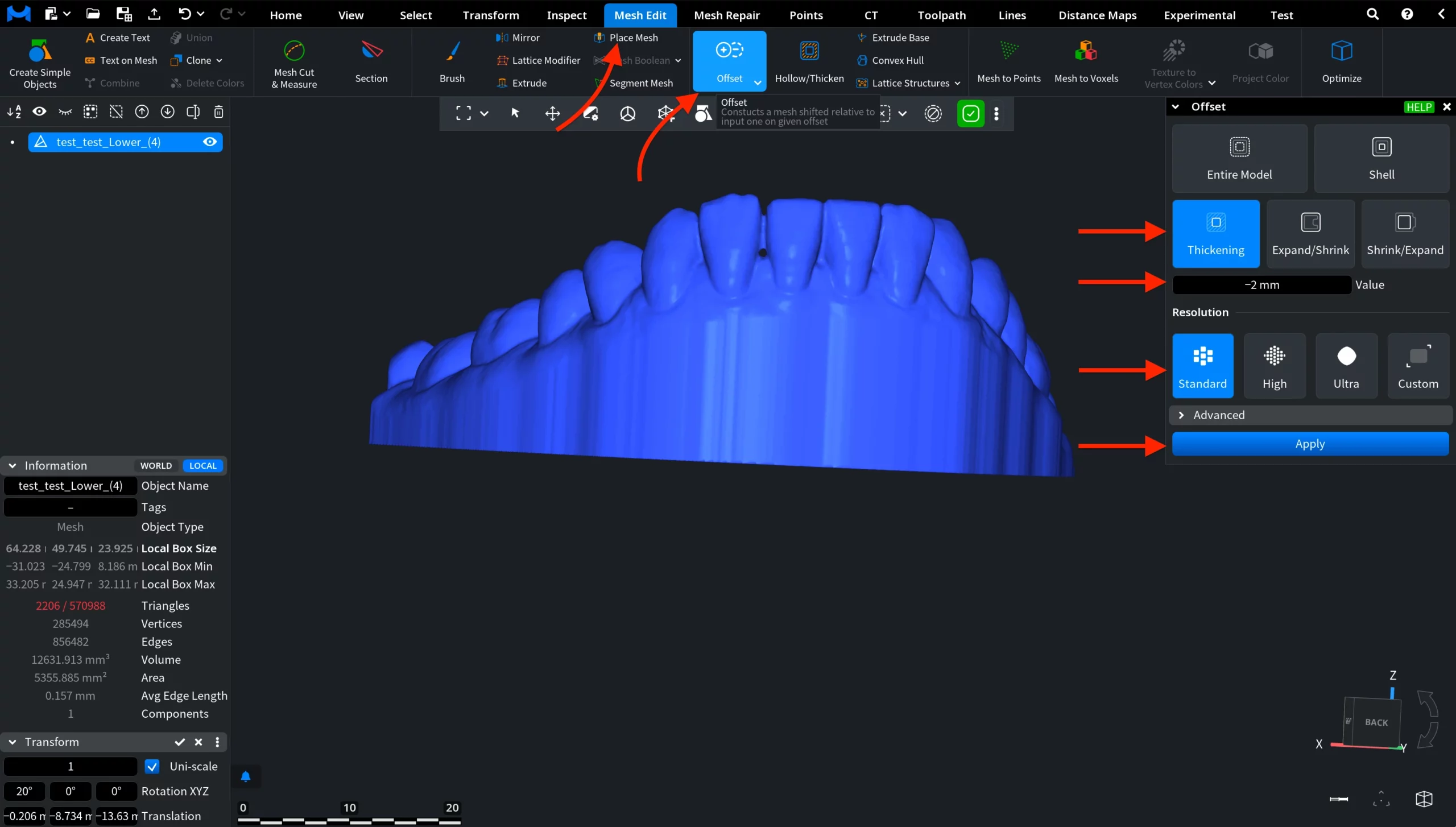 Preparing an Offsetting Operation