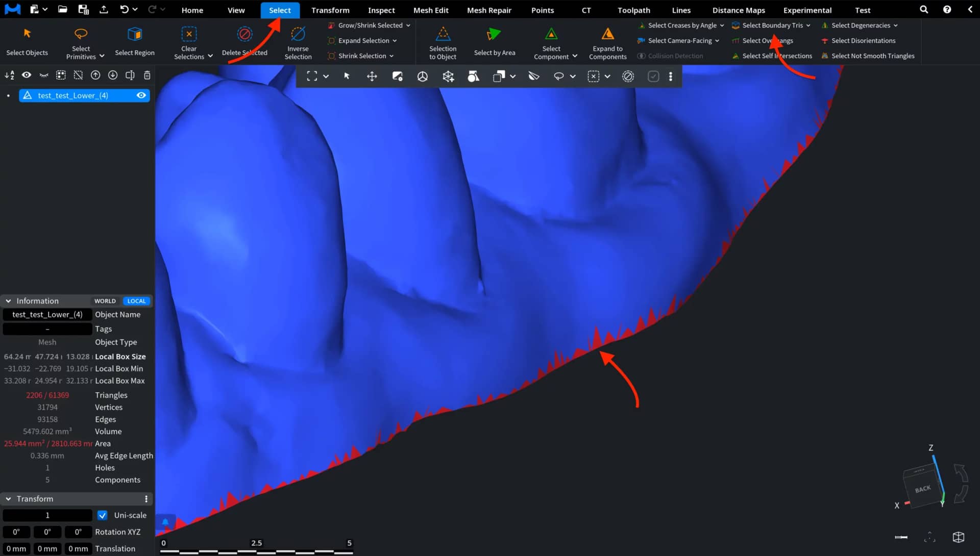 Using Select Boundary Tris
