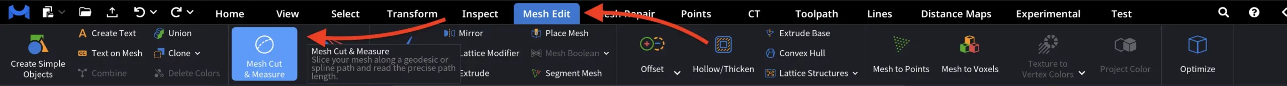 Where to Find Mesh Cut & Measure in MeshInspector 