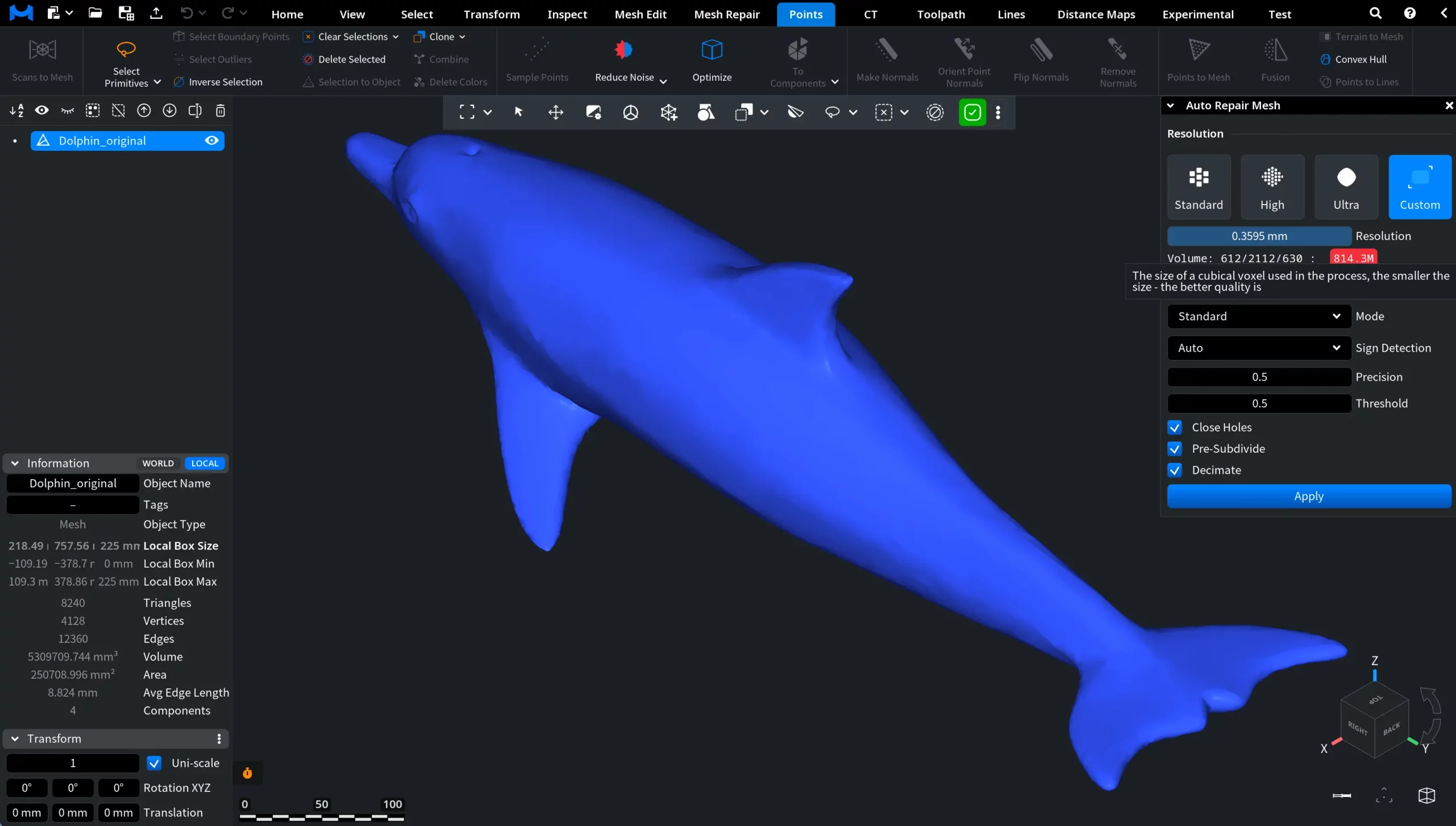 Auto Mesh Repair: Custom