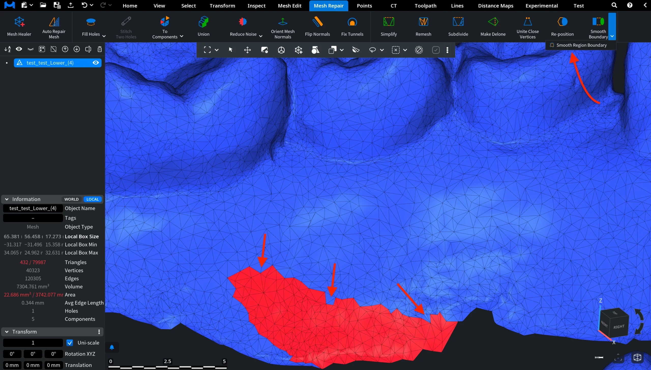 Smooth Region Boundary: Before