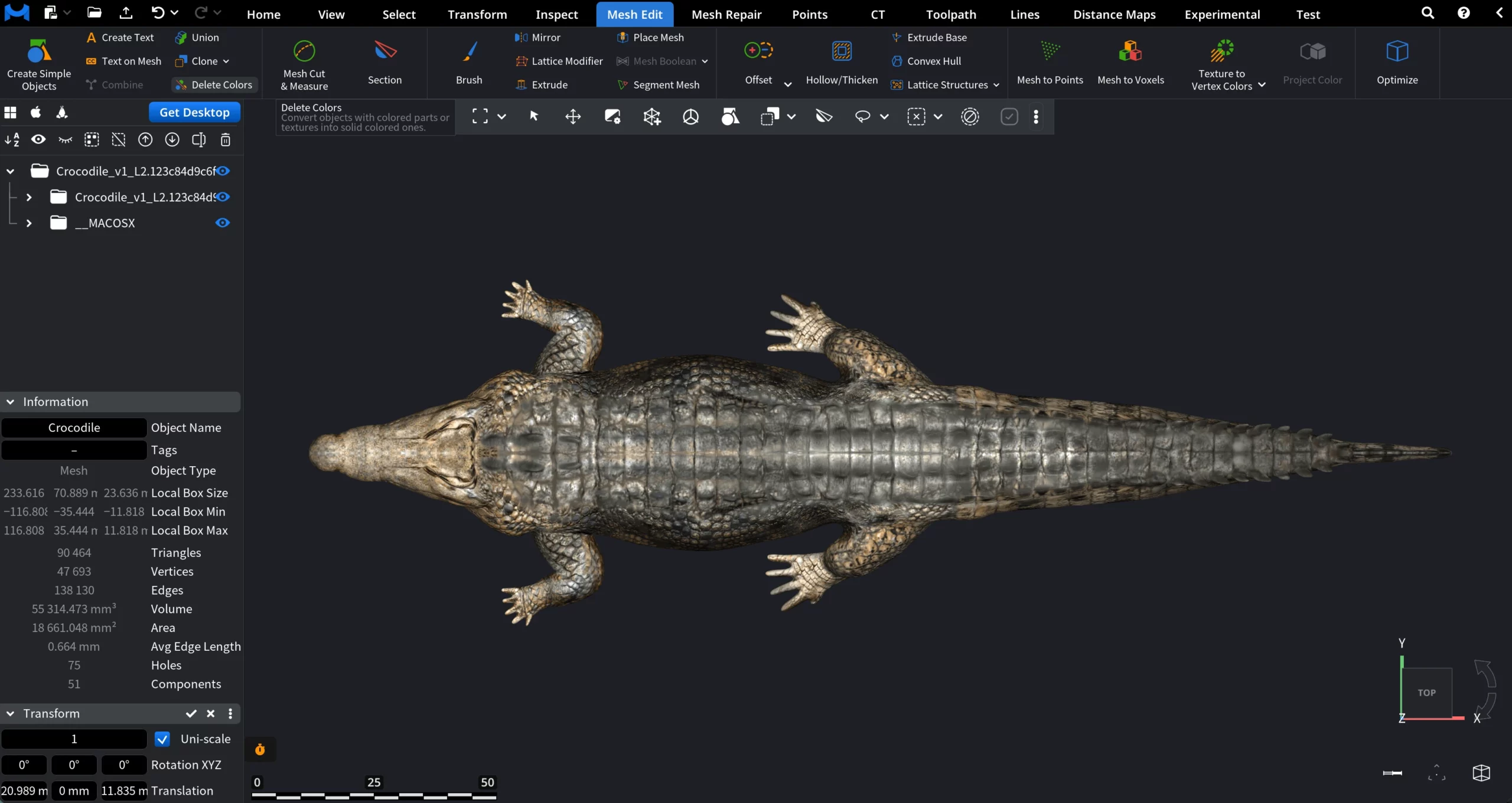 Before Deleting Colors
