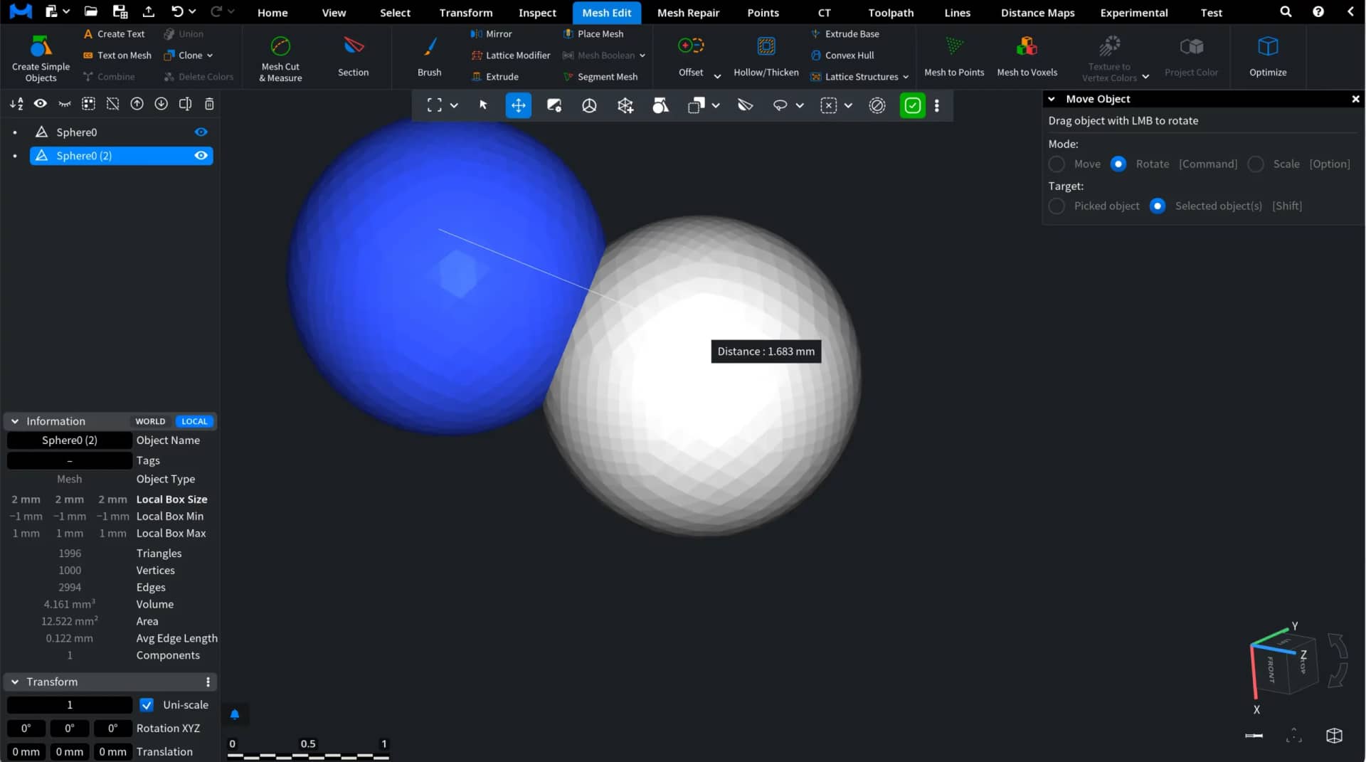 Moving a Cloned Object in MeshInspector