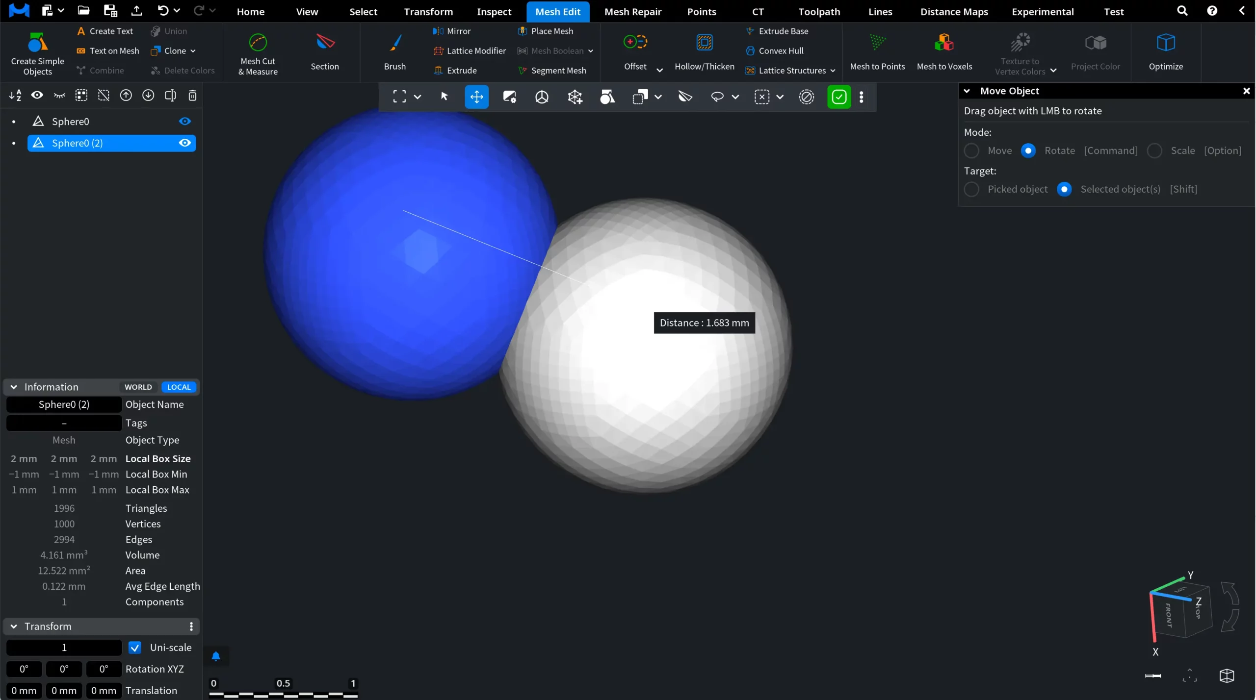 Moving a Cloned Object in MeshInspector