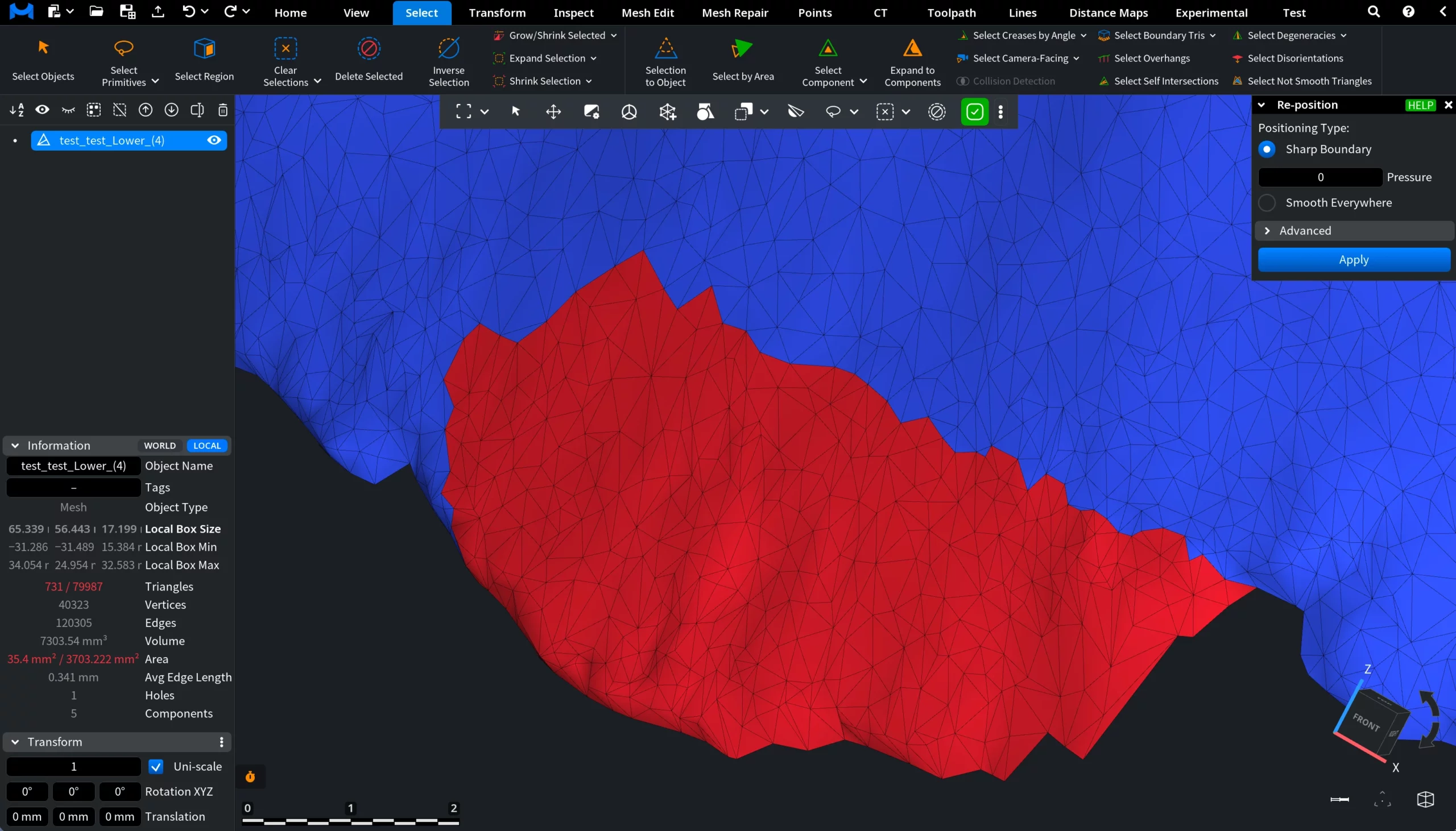 Re-position with Sharp Boundary: Before