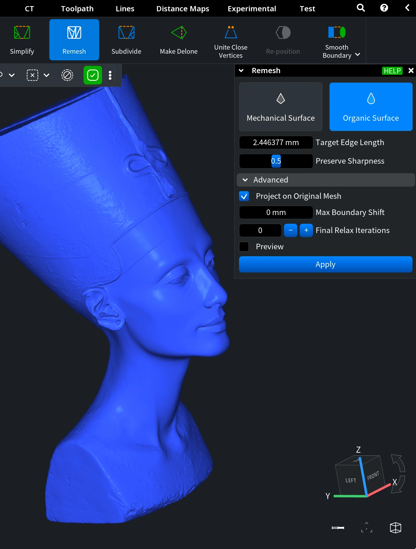 Remesh: Advanced Settings Shown 