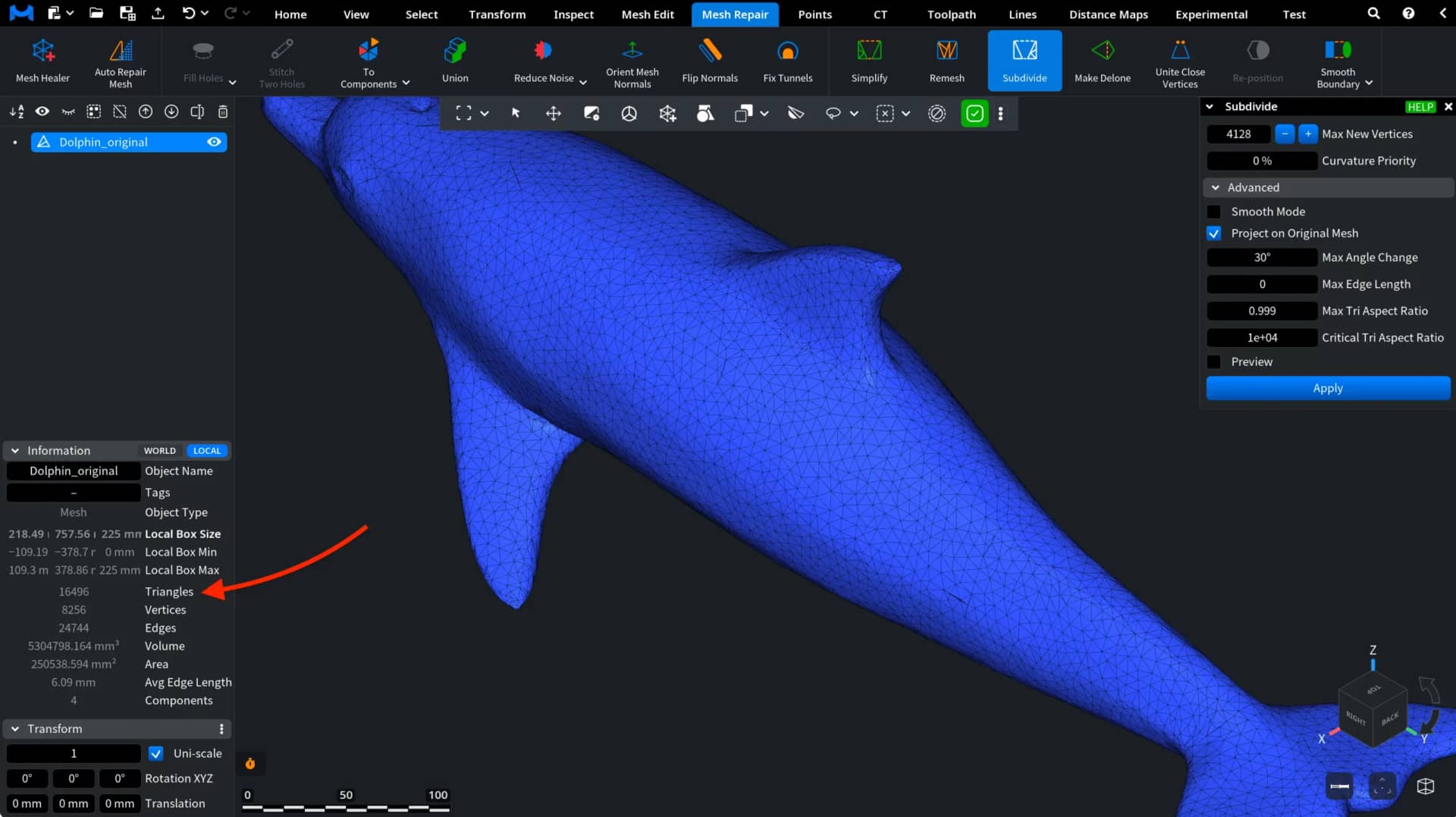 Subdivide: After