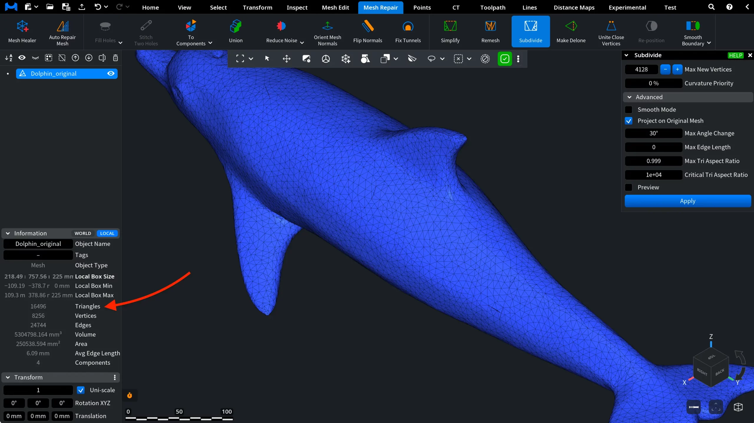 Subdivide: After