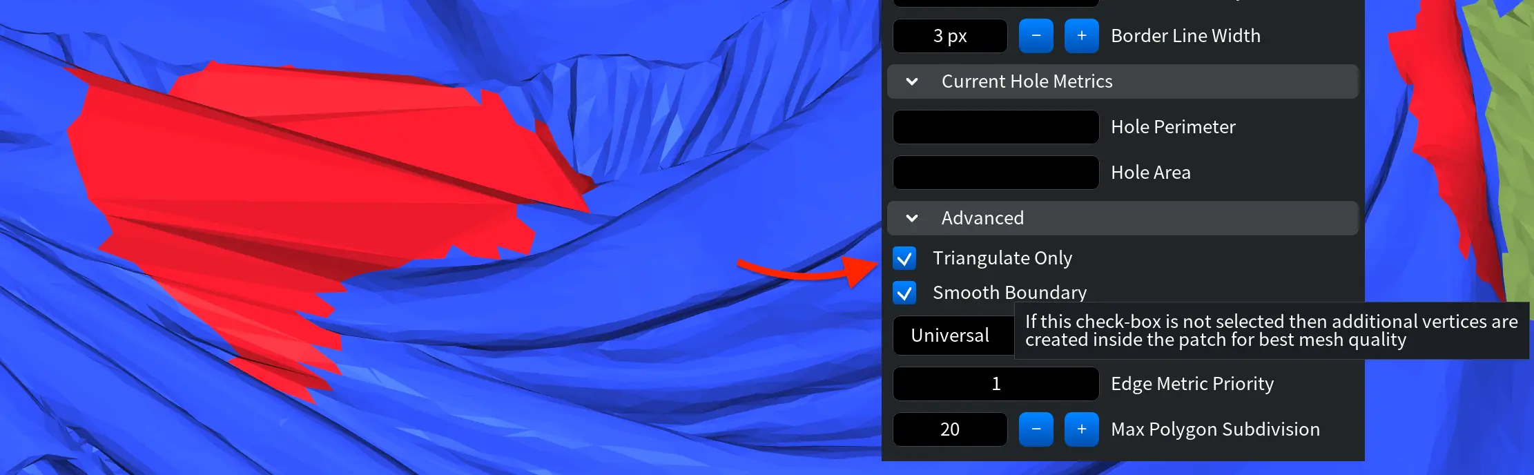 Triangulate Only in Fill Holes