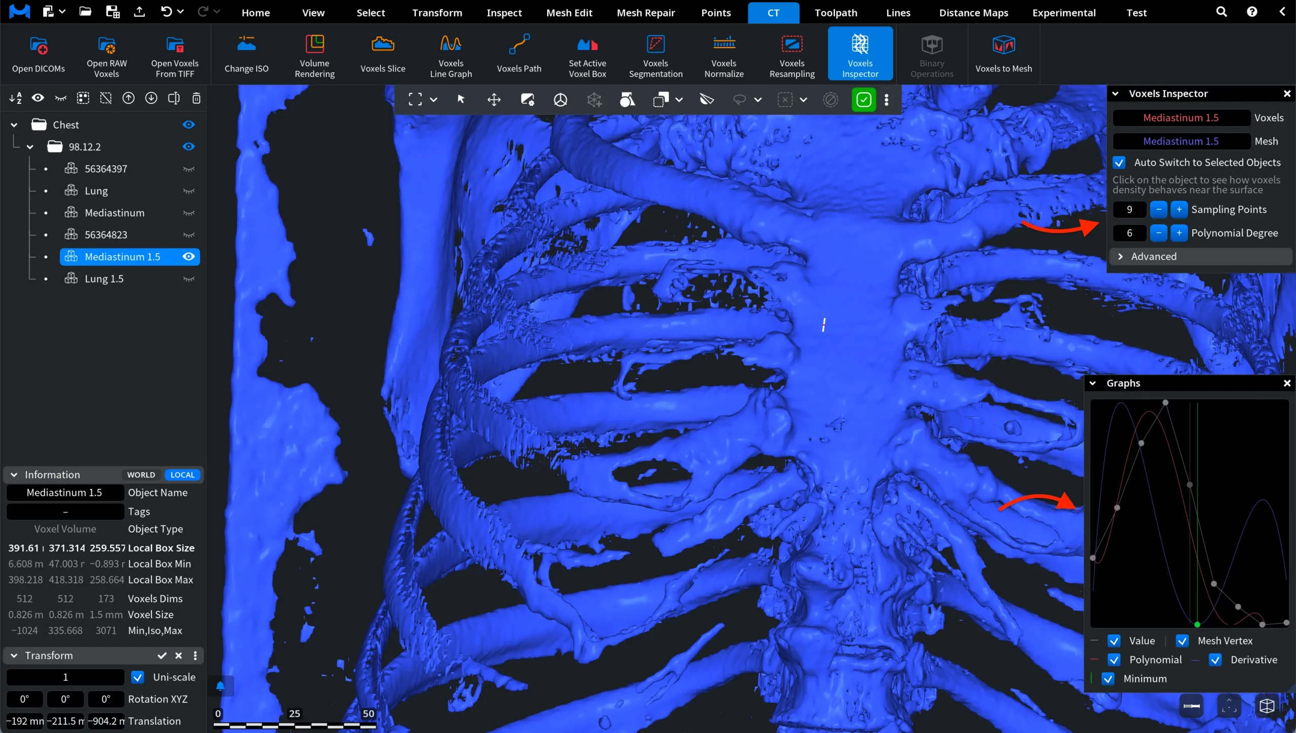 Voxels Inspector: Sampling Points and Polynomial Degree Changed 