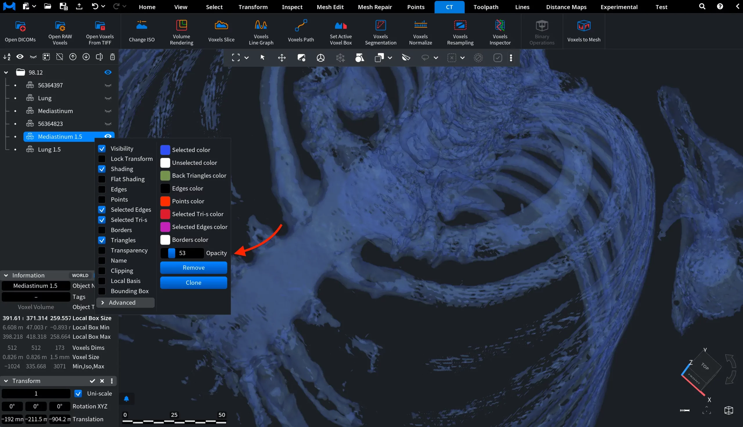Voxels Path: Changing Opacity
