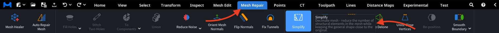 Simplify in MeshInspector: Where to Find