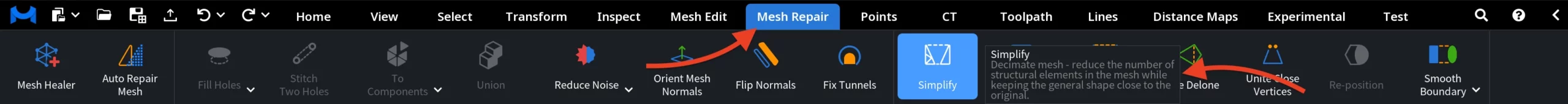 Simplify in MeshInspector: Where to Find