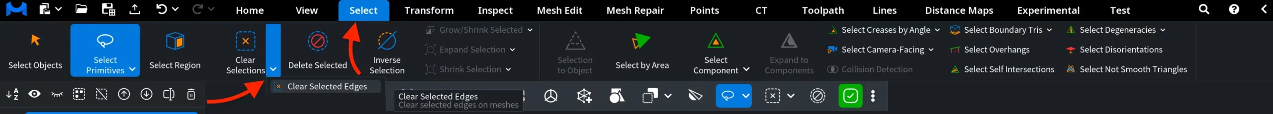 Clear Selected Edges: Where to Find