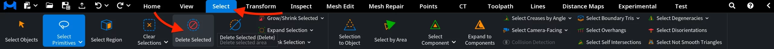 Delete Selected: Where to Find