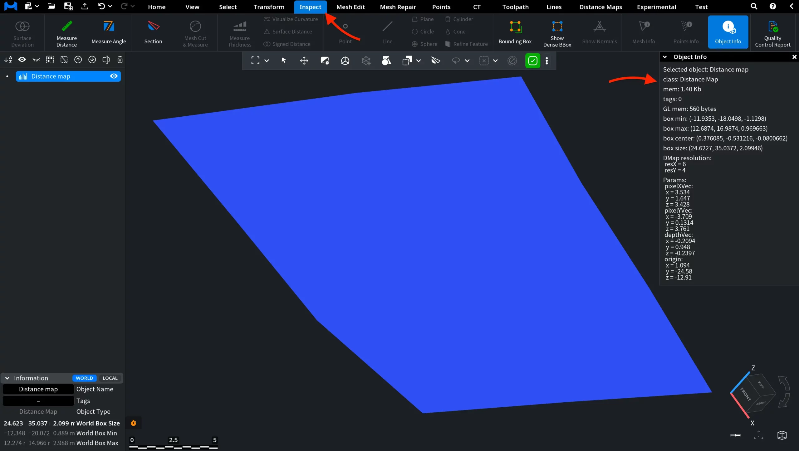 Distance Map: Object Info