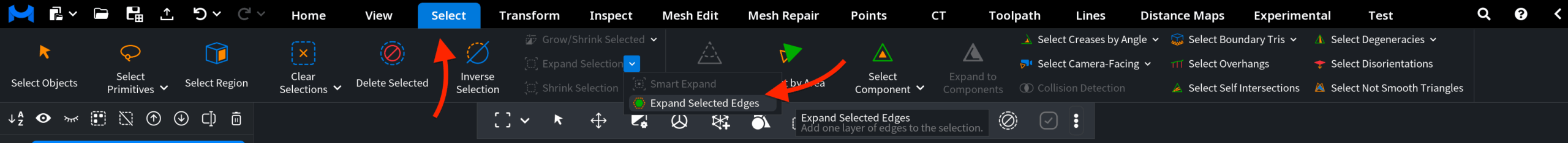 Expand Selected Edges: Where to Find