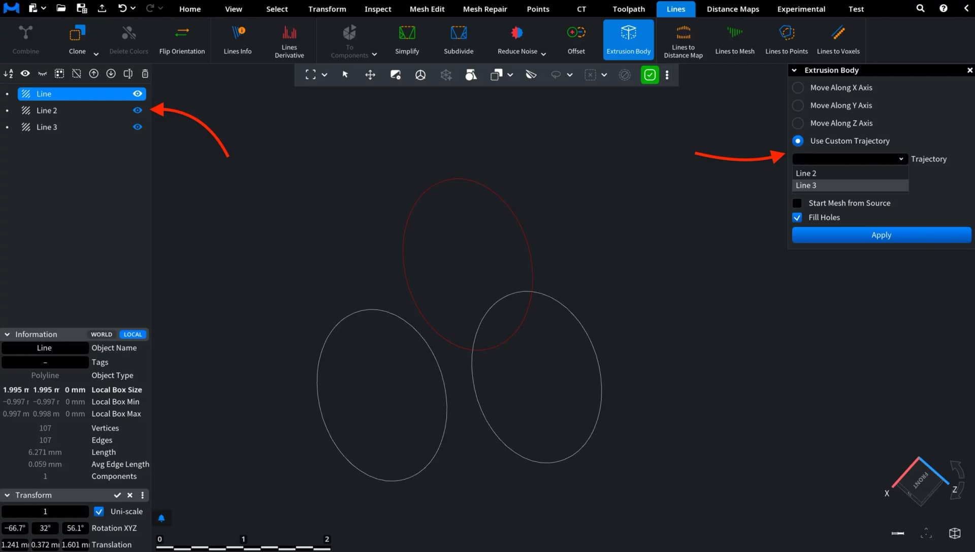 Extrusion Body: Custom Trajectory