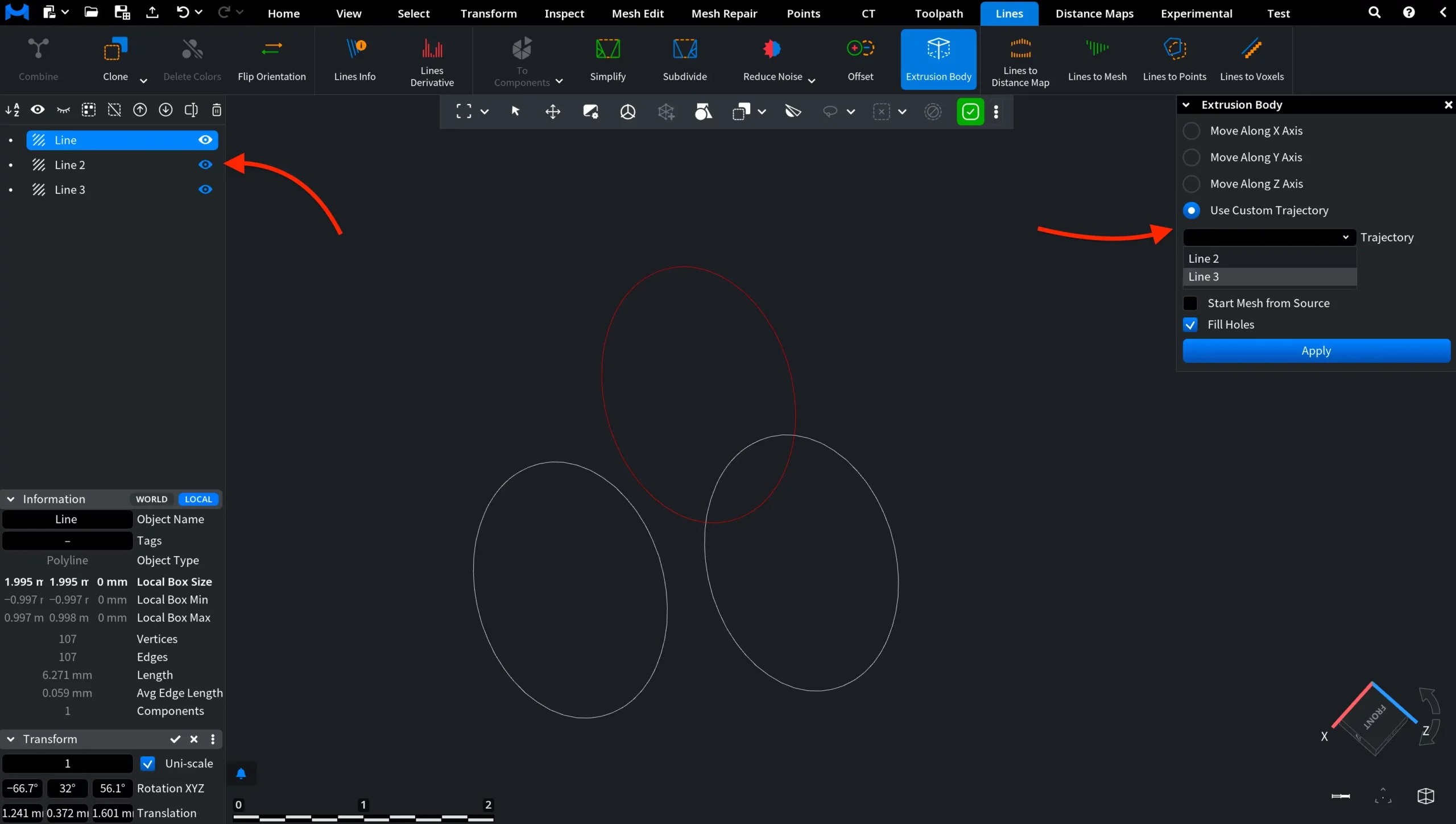 Extrusion Body: Custom Trajectory