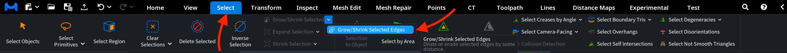 Grow/Shrink Selected Edges: Where to Find
