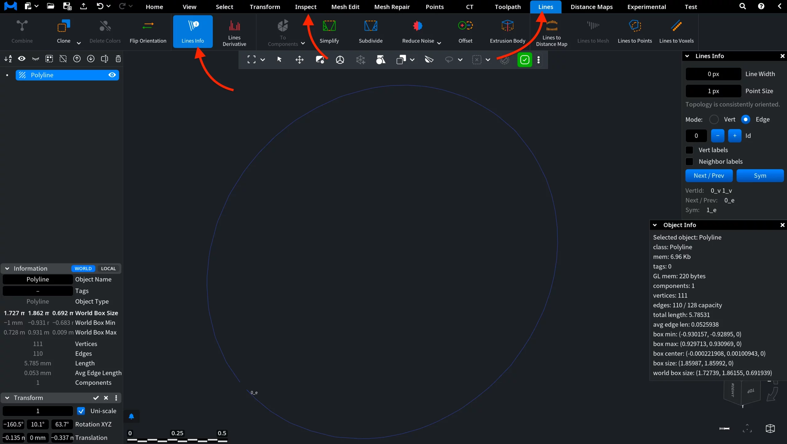 Polylines: Line Info and Object Info