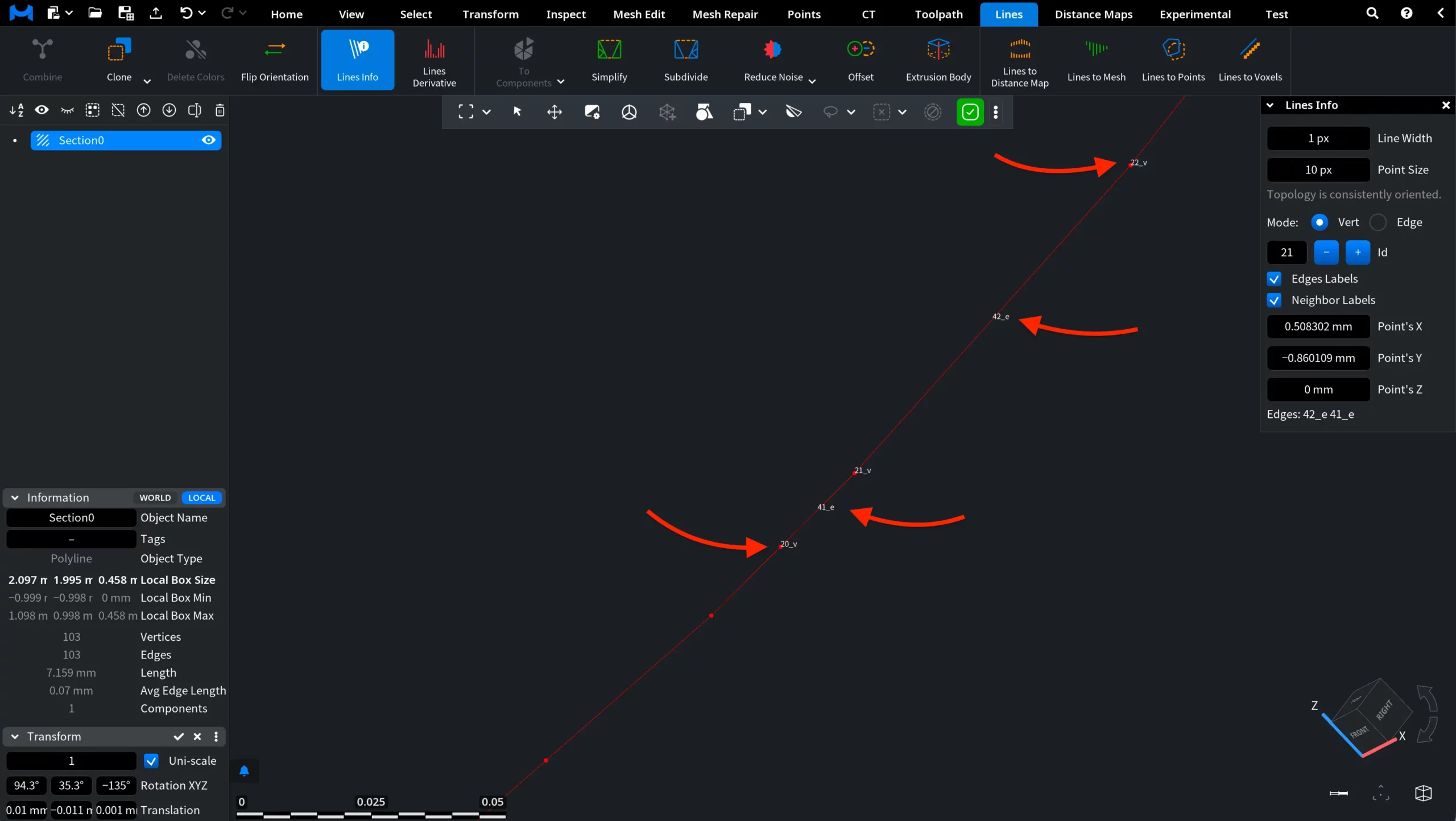 Line Info: Vert Mode. Edge Labels and Neighbor Labels