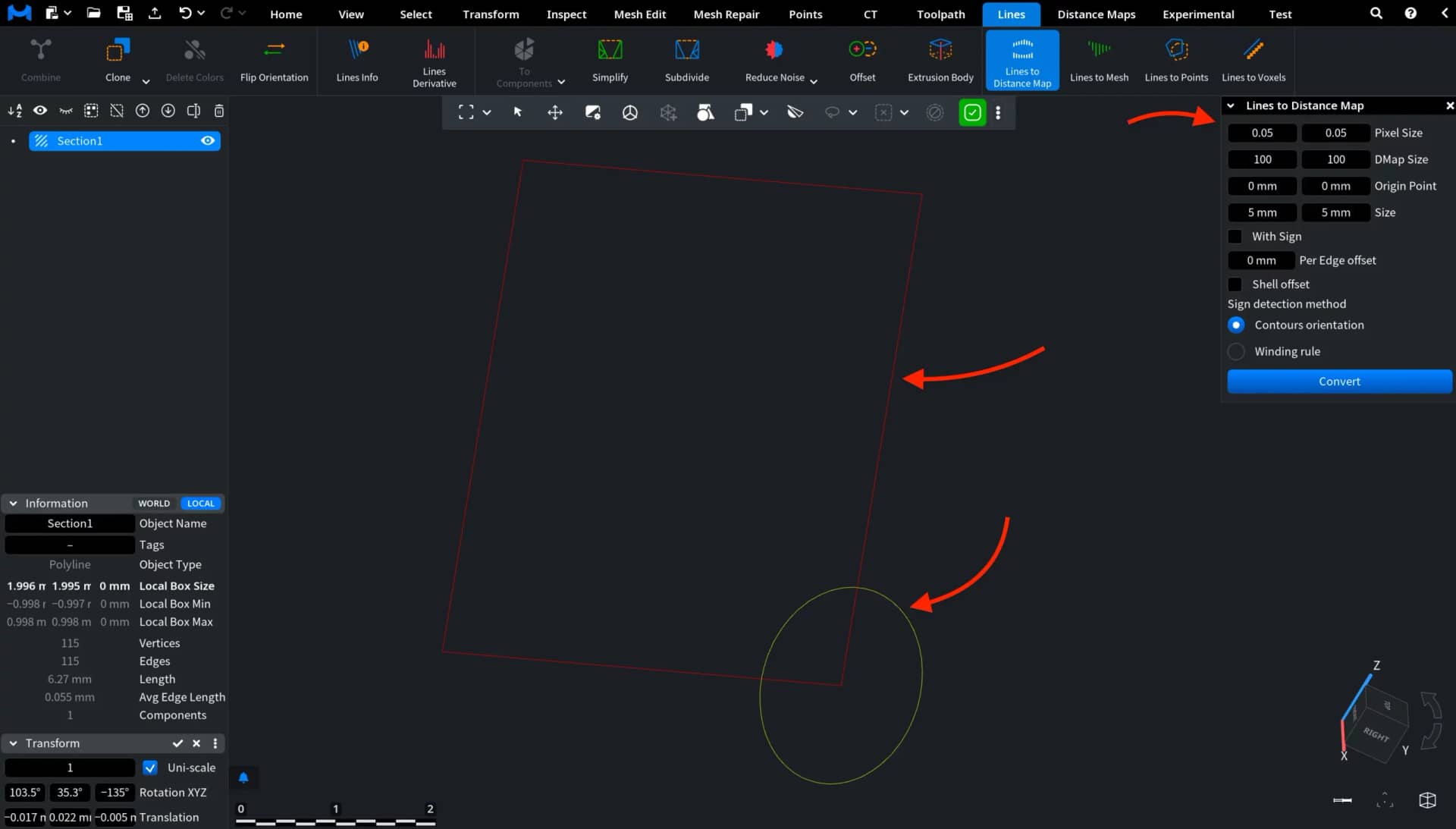 Lines to Distance Map: Panel