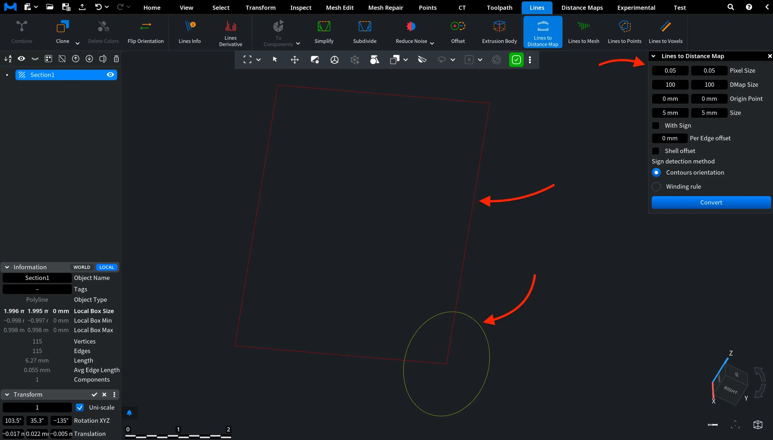 Lines to Distance Map: Panel
