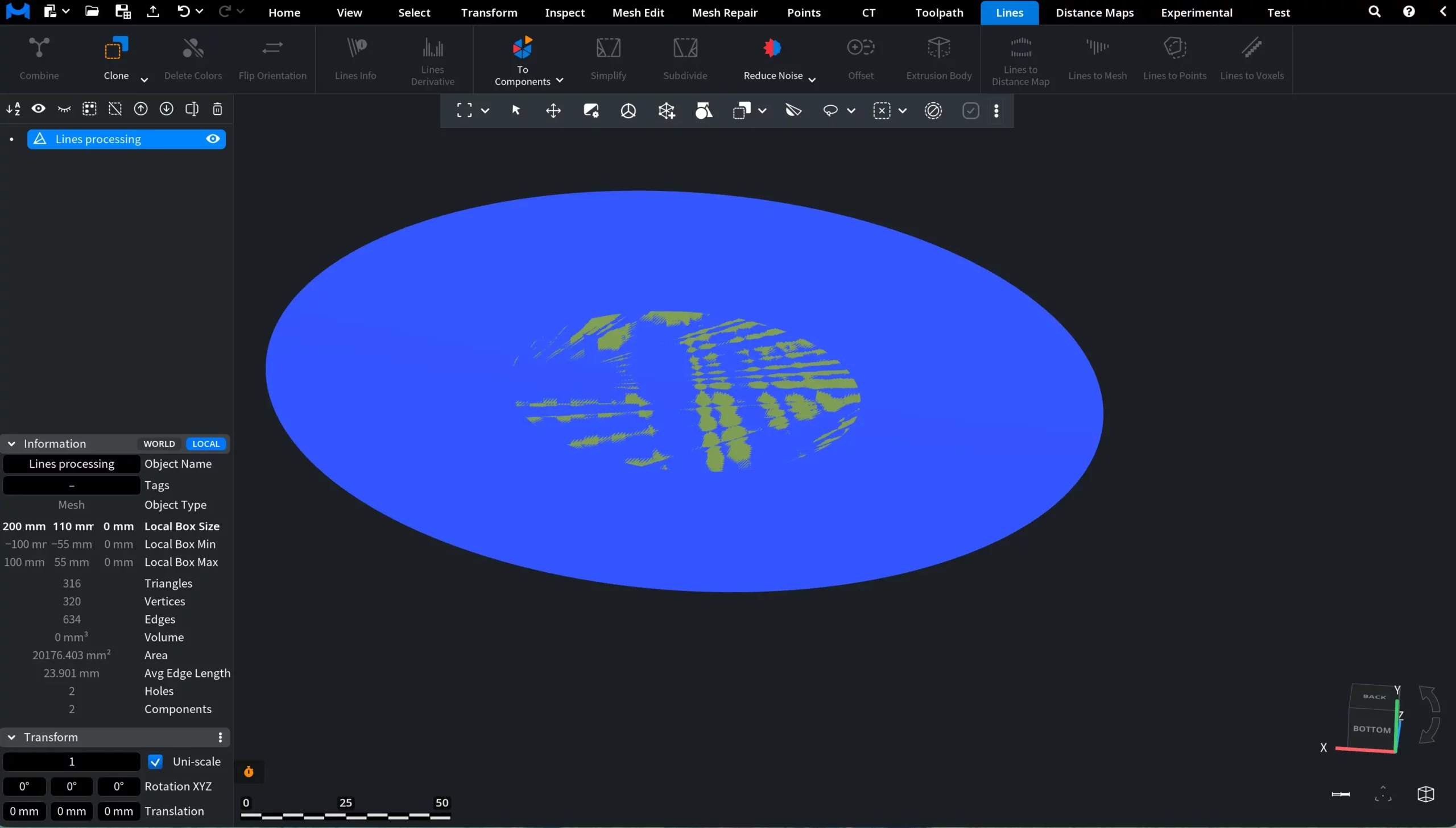 Lines to Mesh: Planar Processing Off