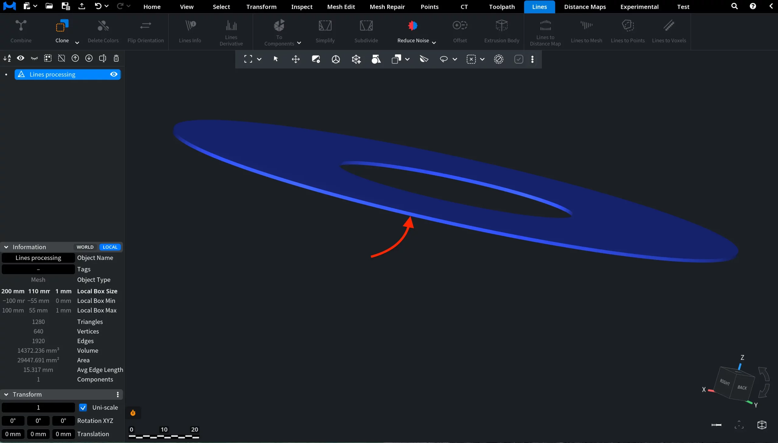 Lines to Mesh: Thick Mesh. Result