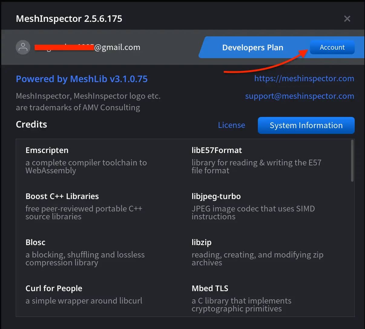 MeshInspector: About Panel