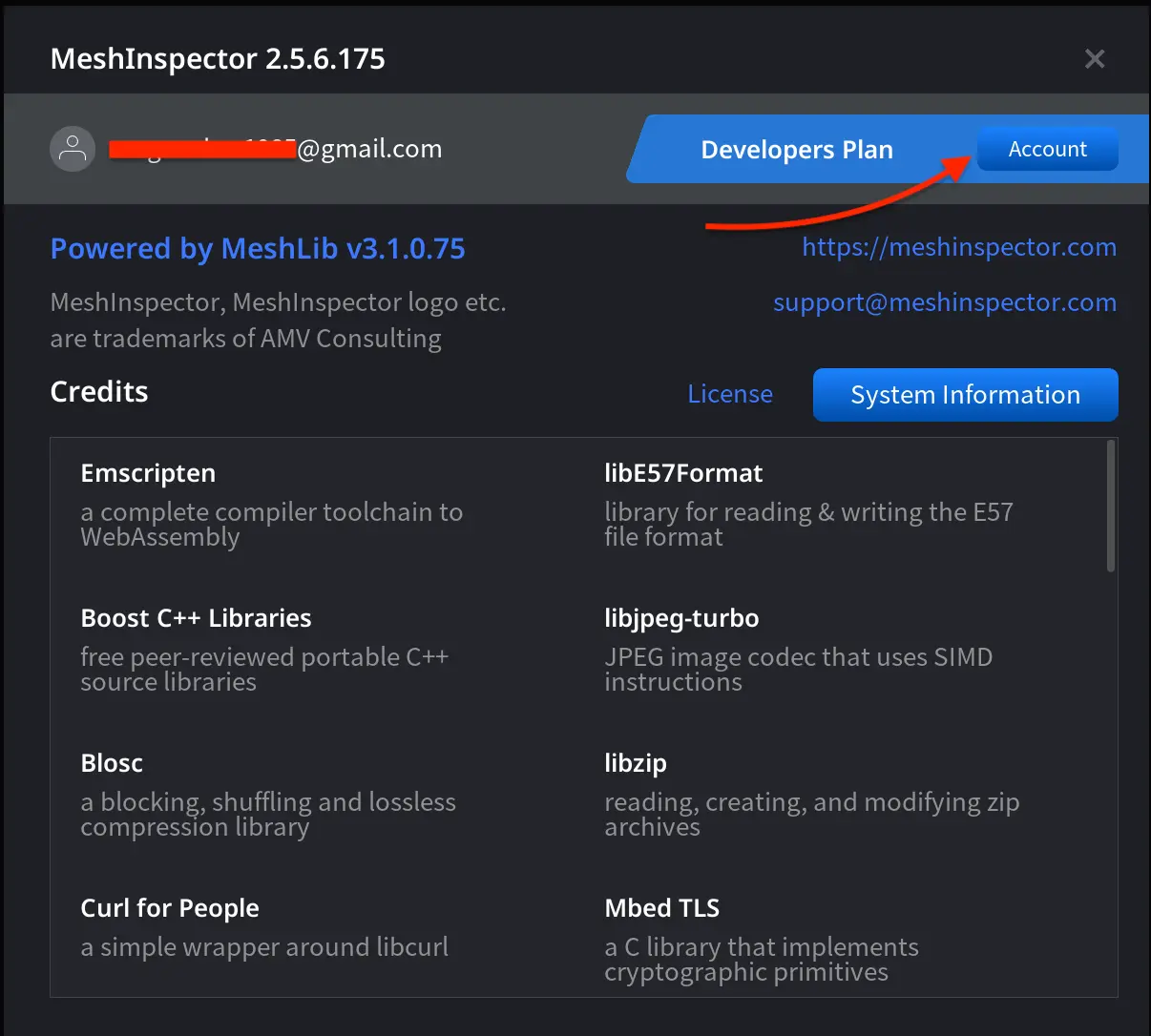 MeshInspector: About Panel