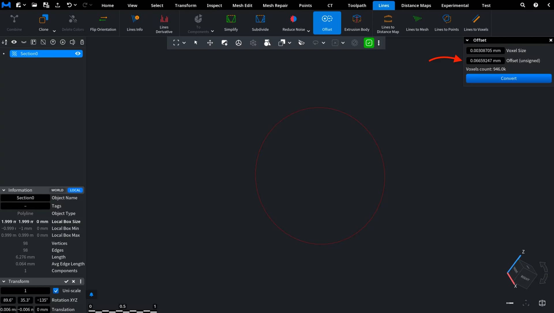 Offset for Lines: Increased Offset