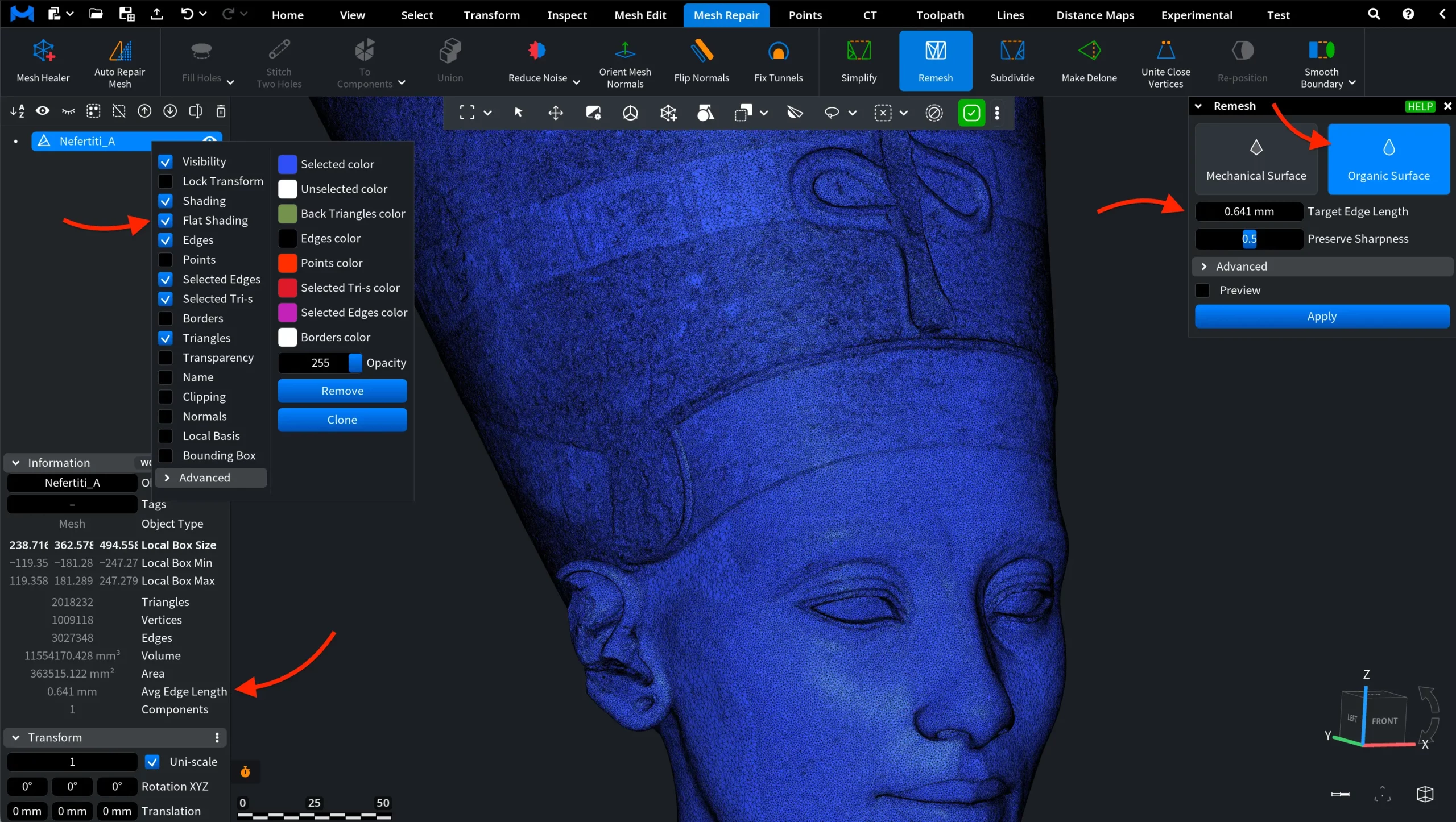Remesh: Organic Mode. Before