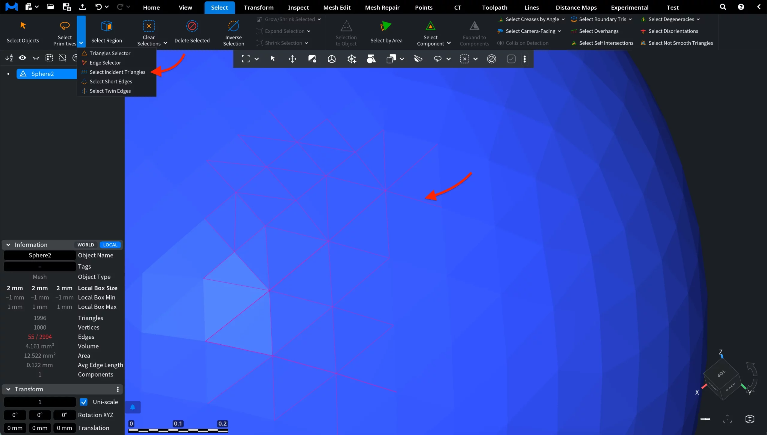 Select Incident Triangles: Before