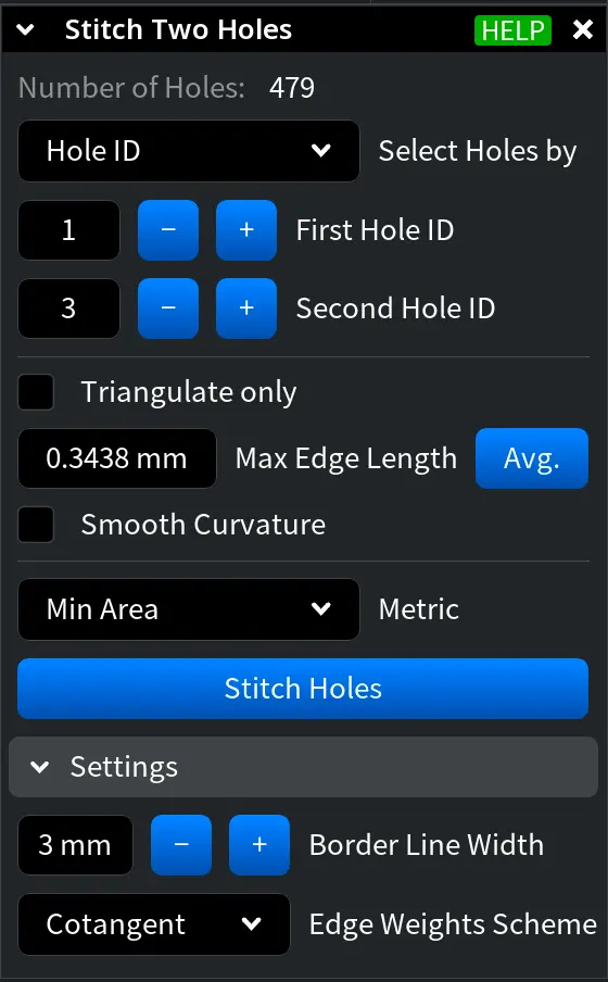 Stitch Two Holes: Without Triangulate Only