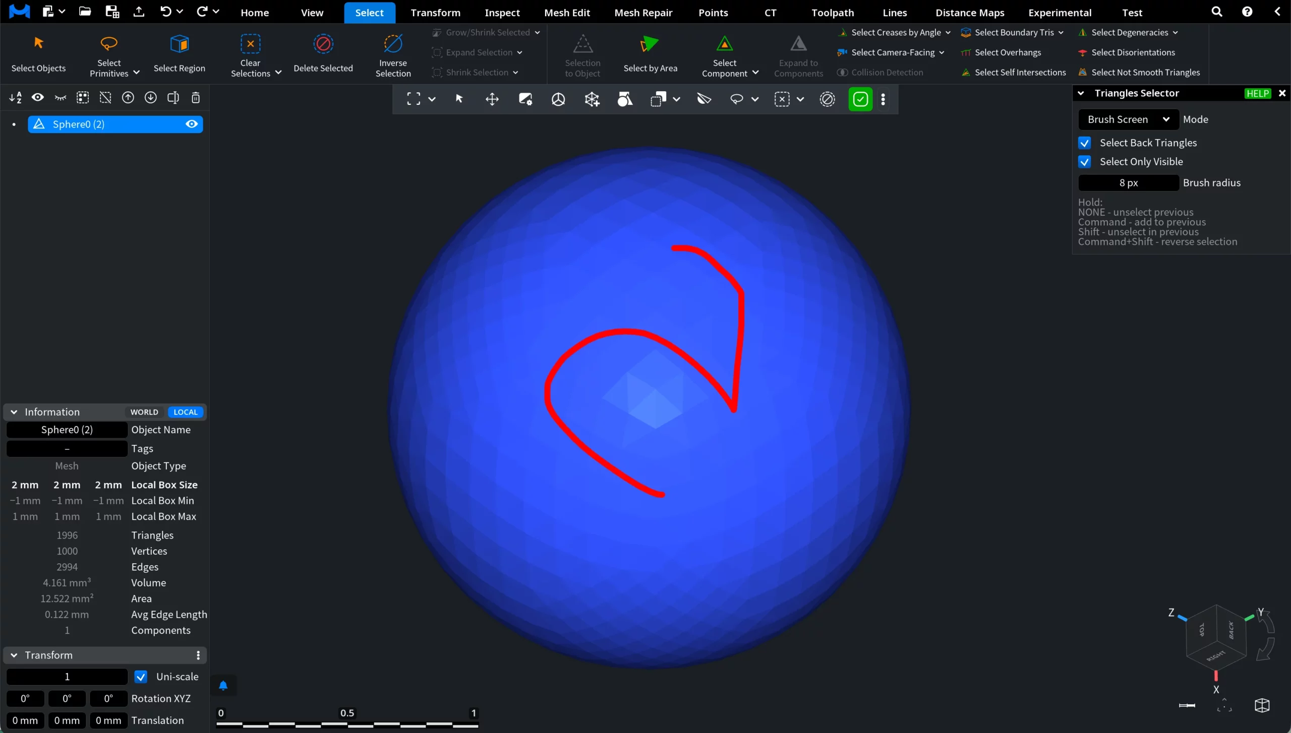 Triangles Selector: Brush Screen