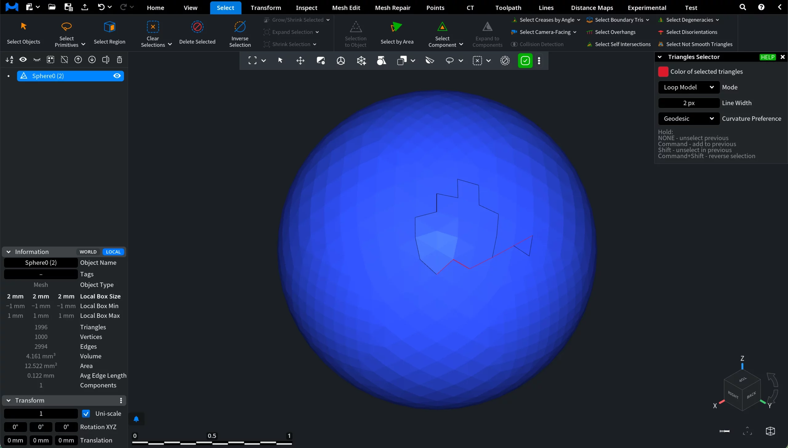 Triangles Selector: Loop Model