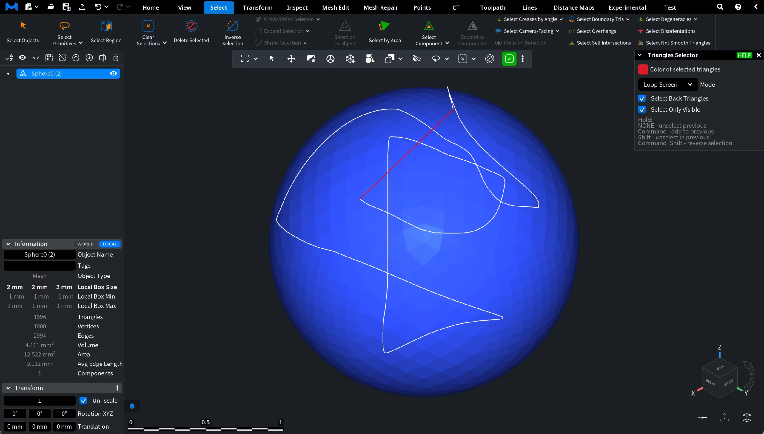 Triangles Selector: Lop Screen 