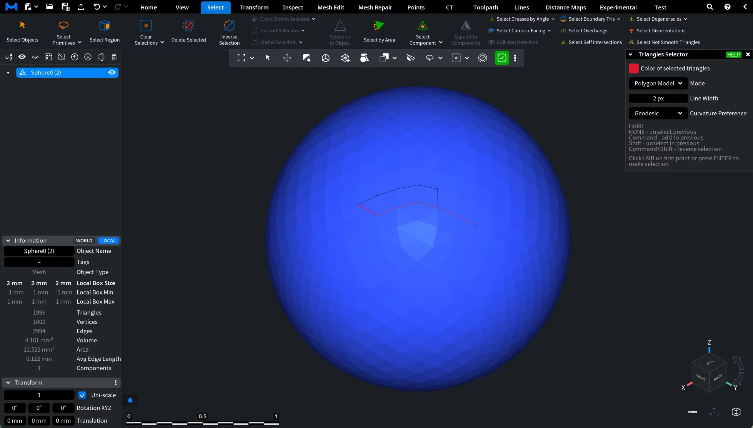Triangles Selector: Polygon Model