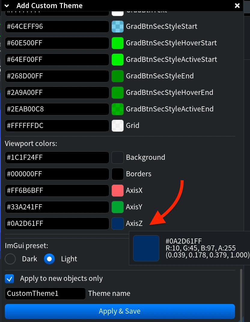 Add Custom Theme: Color Info
