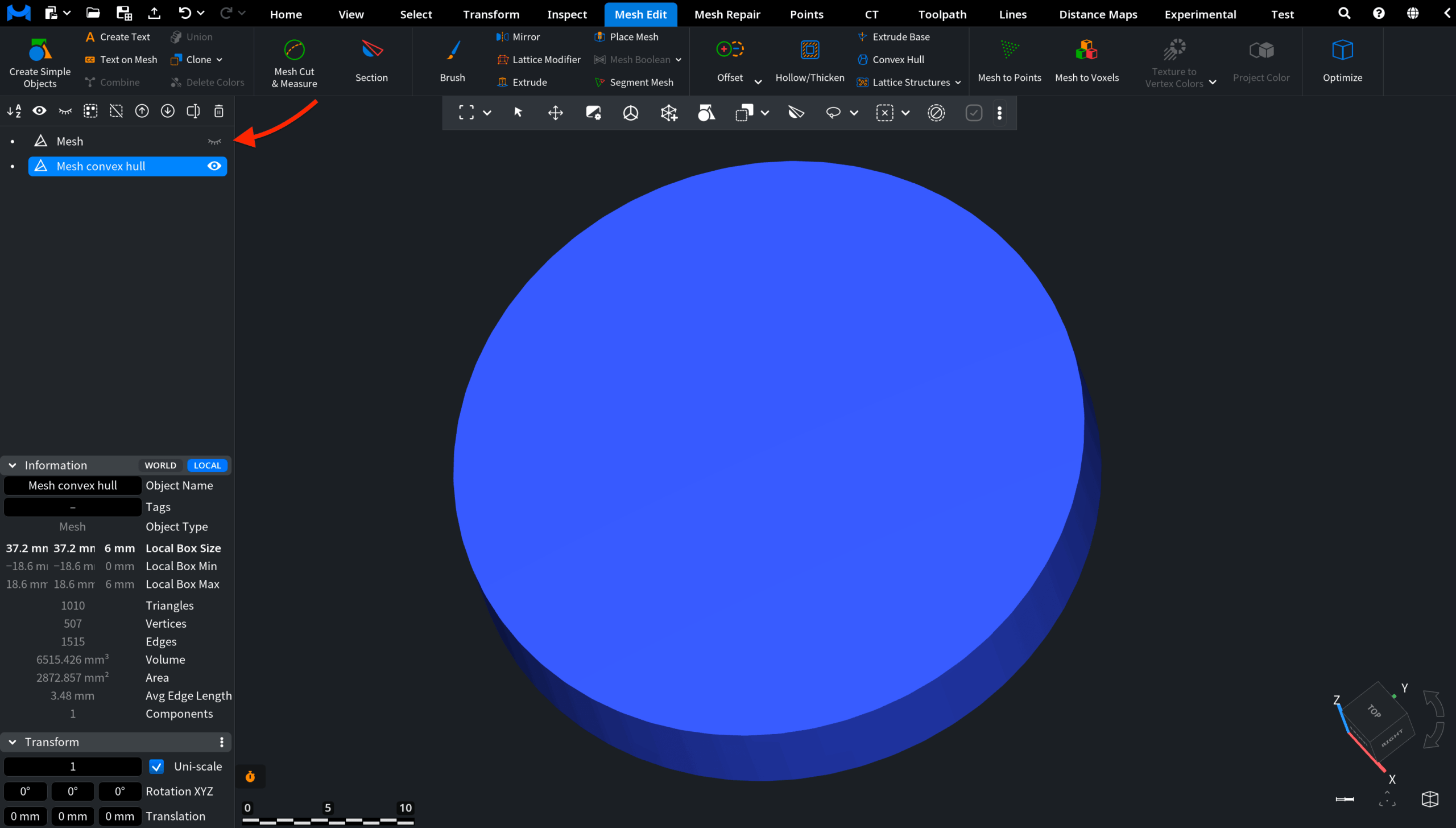 Convex Hull: After with the Source Object Hidden