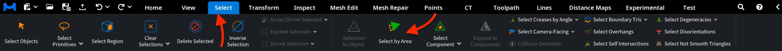 Select by Area: Where to Find