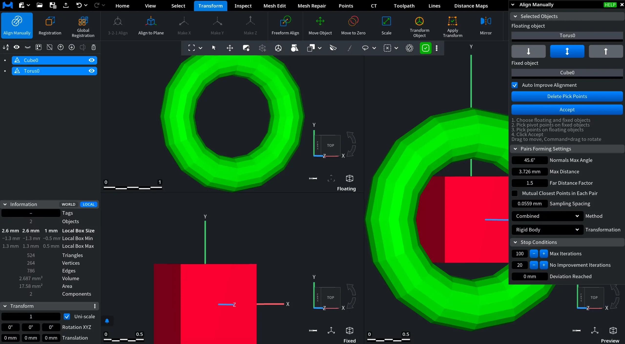 Align Manually: After Clicking