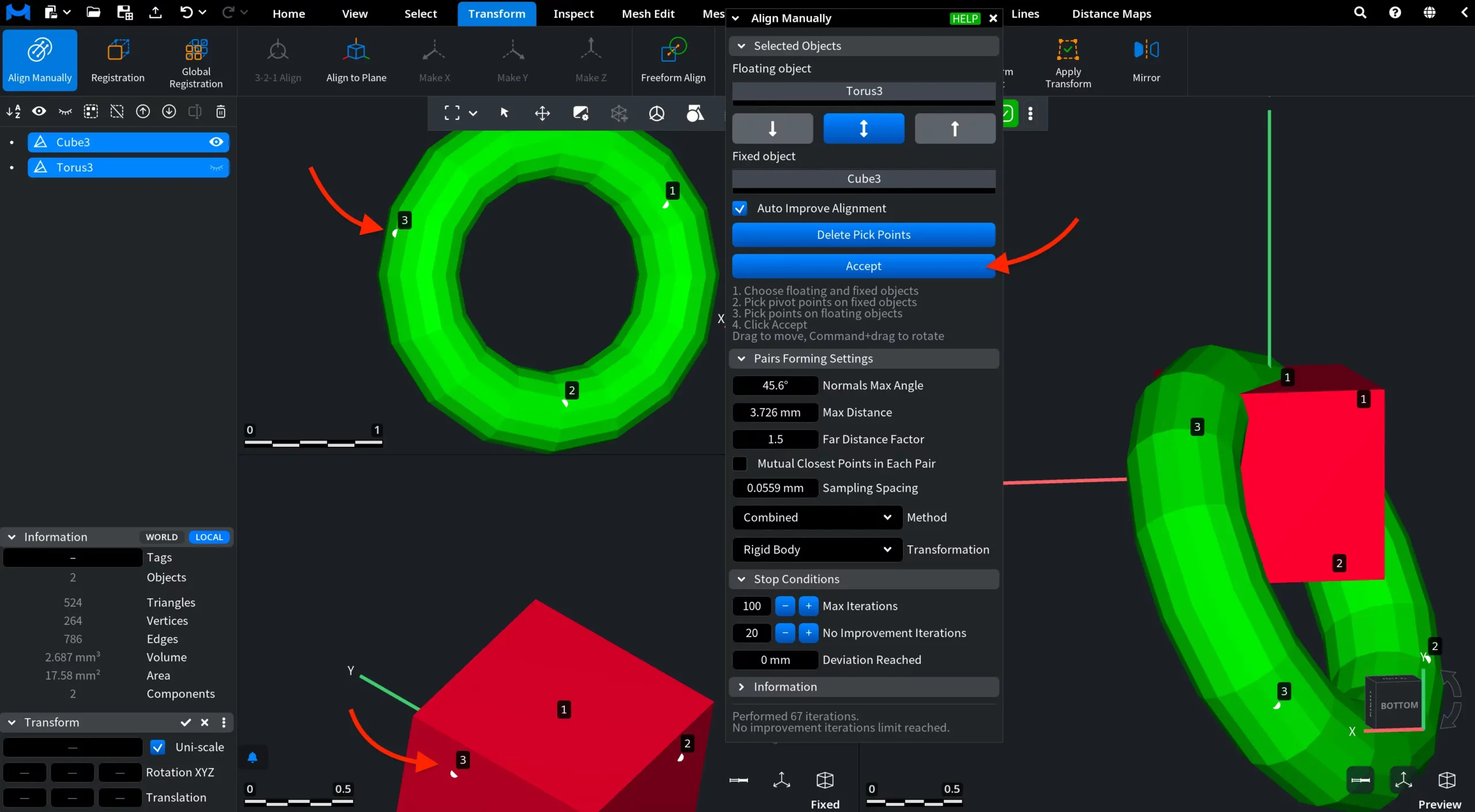 Align Manually: Before Accepting wth Points