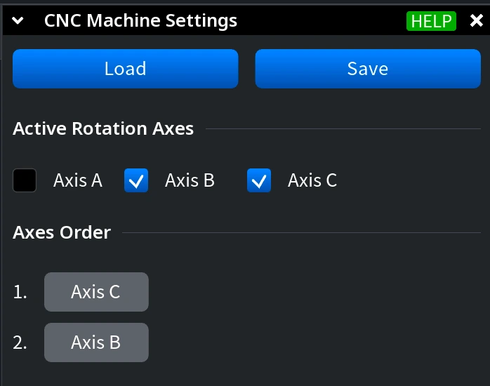 CNC Machine Settings: Axis A Disabled