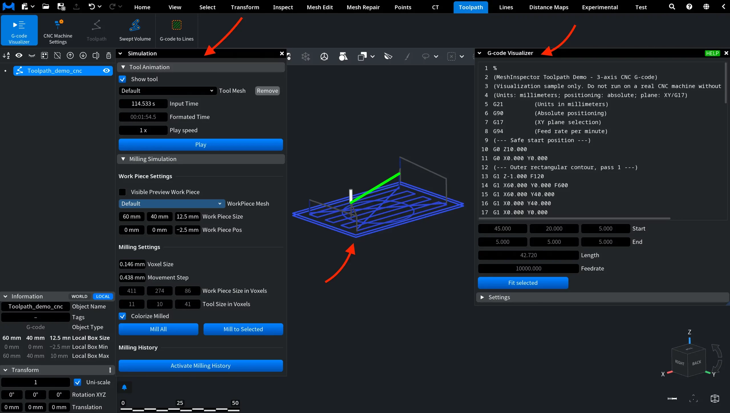 G-code Visualizer: Panel and Viewport
