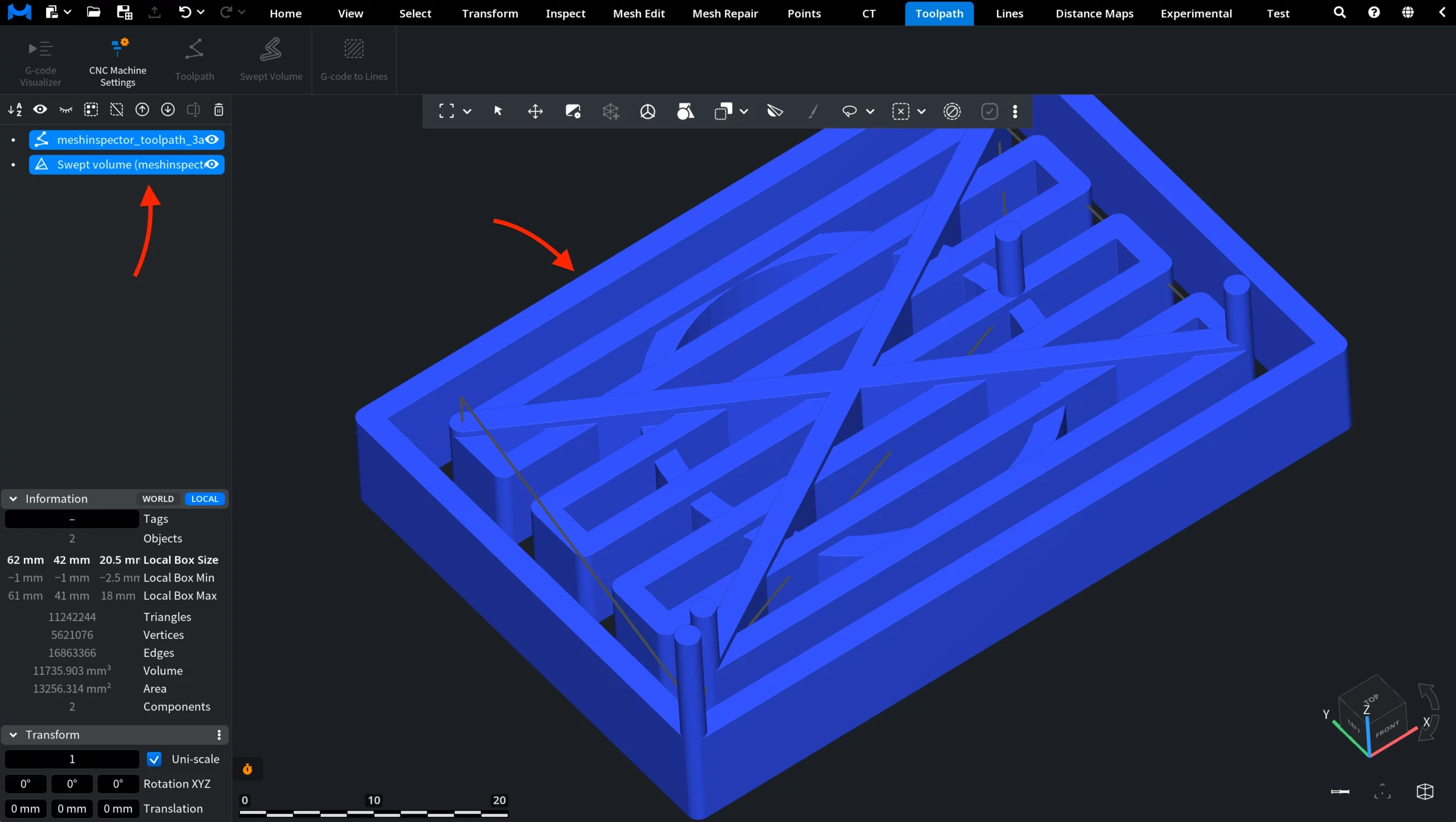 Swept Volume with Default Settings: Result